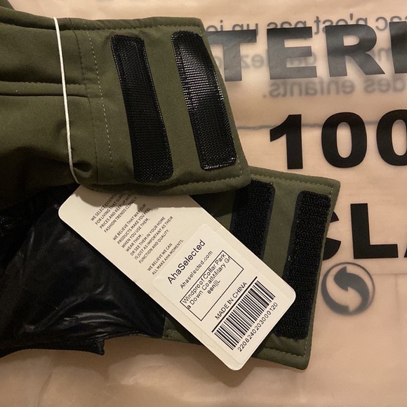 Men’s Windproof Collar Down Parka w/ Removable Hood  - Military Green (Size LG) - Picture 7 of 7